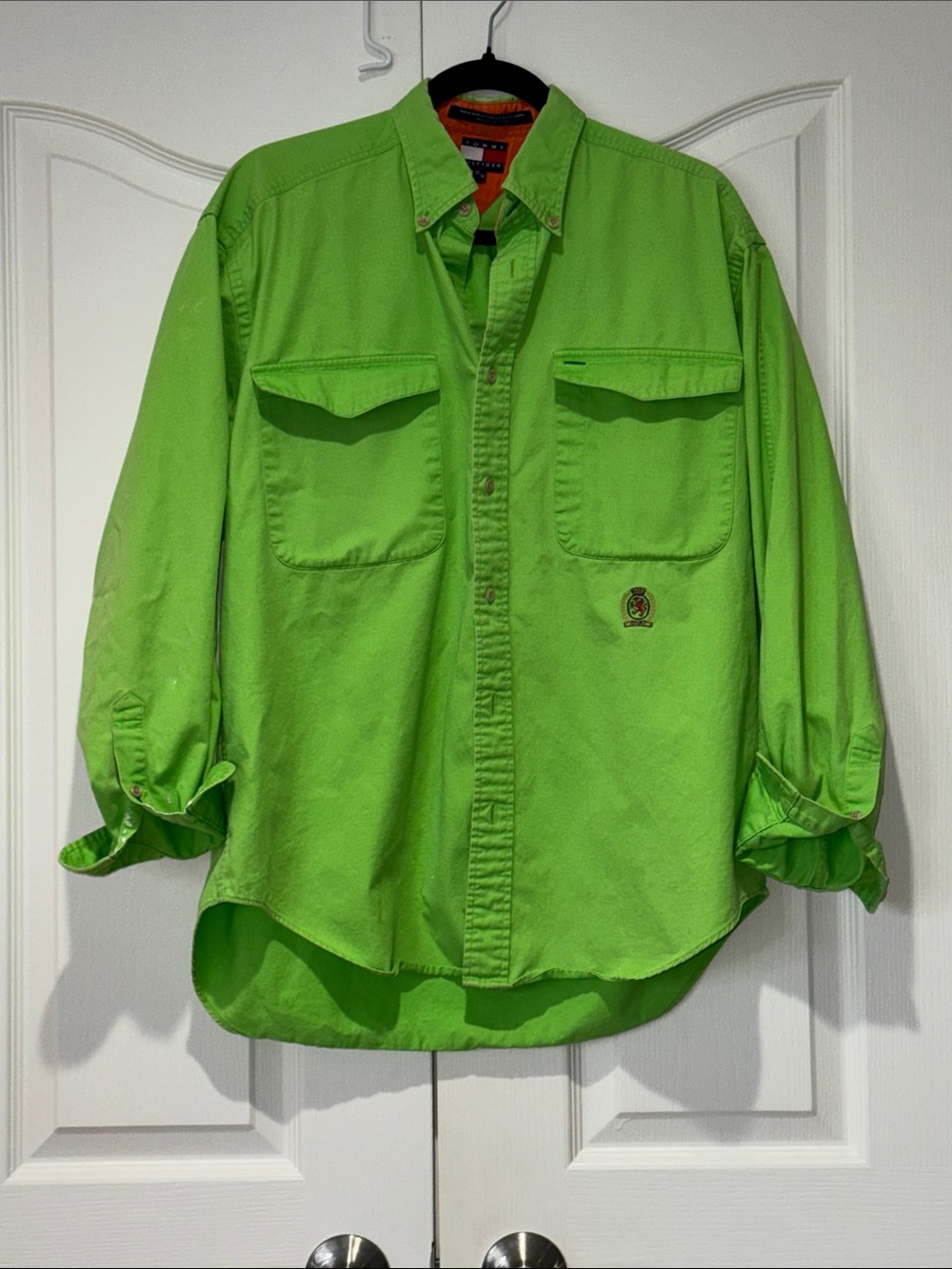 VTG Tommy Hilfiger Neon Lime Green Button Down Shirt - Medium